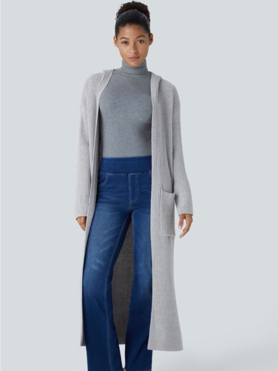 HALARA Sweaters - HALARA Long-sleeve Pocket Longline Cardigan